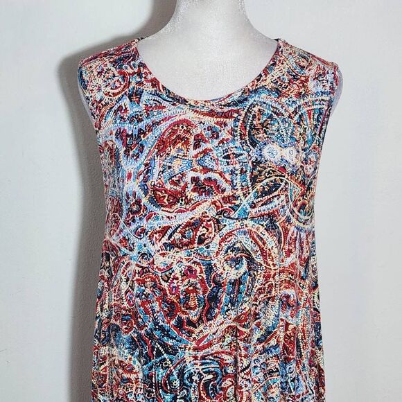 Cynthia Rowley Red and Blue Paisley Mini Shift Dress Size Medium Paisley Dress - Picture 3 of 10